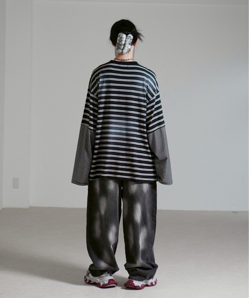 Chikashitsu +（チカシツプラス）の「【Chikashitsu +】point wash balloon denim pants / 【チカシツプラス】ポイントウォッシングバルーンデニムパンツ（デニムパンツ・メンズ・ブラック/グレー・M/L）」の15枚目の写真
