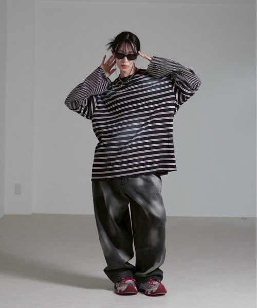 Chikashitsu +（チカシツプラス）の「【Chikashitsu +】point wash balloon denim pants / 【チカシツプラス】ポイントウォッシングバルーンデニムパンツ（デニムパンツ・メンズ・ブラック/グレー・M/L）」の12枚目の写真