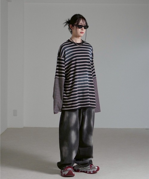 Chikashitsu +（チカシツプラス）の「【Chikashitsu +】point wash balloon denim pants / 【チカシツプラス】ポイントウォッシングバルーンデニムパンツ（デニムパンツ・メンズ・ブラック/グレー・M/L）」の14枚目の写真