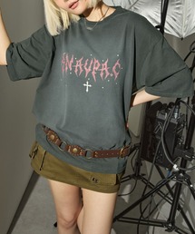 Snap club（スナップクラブ）の「【Snap club】ヴィンテージ加工スタッズ半袖Tシャツ（Tシャツ/カットソー）」