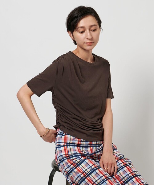 新品未使用 ユナイテッドアローズ トップス Tシャツ UNITED ARROWS tシャツ アシンメトリー ギャザー ショート