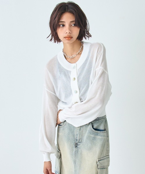 ANAP（アナップ）の「シアー ショートカーディガン（カーディガン/ボレロ・レディース・ブルー/ブラック/ホワイト・FREE）」の2枚目の写真