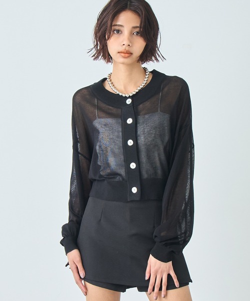 ANAP（アナップ）の「シアー ショートカーディガン（カーディガン/ボレロ・レディース・ブルー/ブラック/ホワイト・FREE）」の3枚目の写真