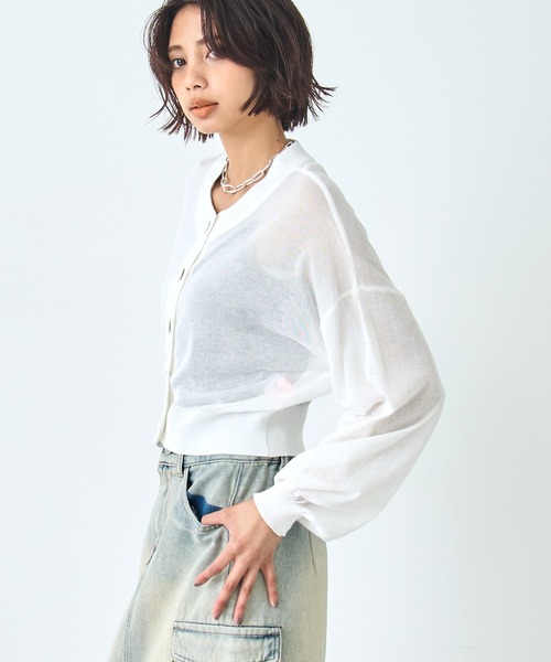 ANAP（アナップ）の「シアー ショートカーディガン（カーディガン/ボレロ・レディース・ブルー/ブラック/ホワイト・FREE）」の16枚目の写真