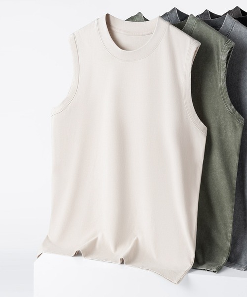 JOHNNY WOLF(ジョニーウルフ)の「SCUTUM オーバーサイズ ピグメント ノースリーブTシャツ(Tシャツ/カットソー・メンズ・ブラック/モカ/インディゴブルー/カーキ/オフホワイト・L/M)」の2枚目の写真