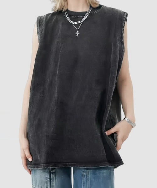 JOHNNY WOLF(ジョニーウルフ)の「SCUTUM オーバーサイズ ピグメント ノースリーブTシャツ(Tシャツ/カットソー・メンズ・ブラック/モカ/インディゴブルー/カーキ/オフホワイト・L/M)」の16枚目の写真