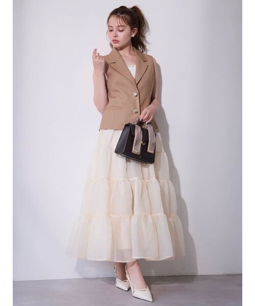 dazzlin（ダズリン）の「オーガンティアードスカート（スカート・レディース・ピンク/ベージュ/ブラック・SMALL/MEDIUM）」の11枚目の写真