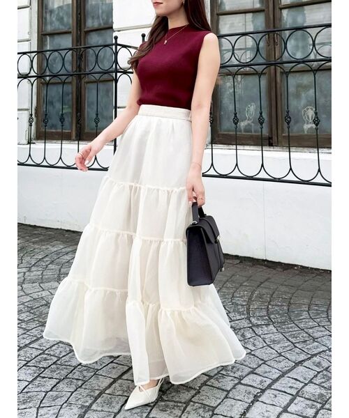 dazzlin（ダズリン）の「オーガンティアードスカート（スカート・レディース・ピンク/ベージュ/ブラック・SMALL/MEDIUM）」の12枚目の写真