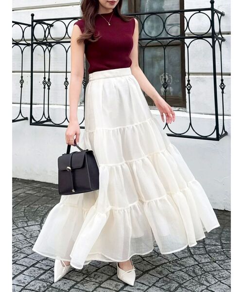 dazzlin（ダズリン）の「オーガンティアードスカート（スカート・レディース・ピンク/ベージュ/ブラック・SMALL/MEDIUM）」の17枚目の写真