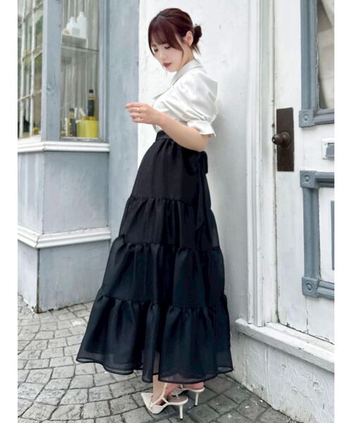 dazzlin（ダズリン）の「オーガンティアードスカート（スカート・レディース・ピンク/ベージュ/ブラック・SMALL/MEDIUM）」の21枚目の写真