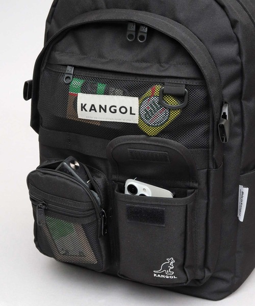 KANGOL(カンゴール)の「フロントマルチポケット 2層式 大容量 バックパック A4・PC収納対応 メッシュポケット付き(バックパック/リュック・メンズ・ブラック・FREE)」の16枚目の写真