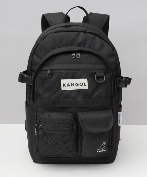 KANGOL(カンゴール)の「フロントマルチポケット 2層式 大容量 バックパック A4・PC収納対応 メッシュポケット付き(バックパック/リュック・メンズ・ブラック・FREE)」の2枚目の写真