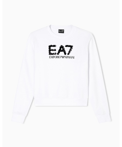 EMPORIO ARMANI EA7(エンポリオアルマーニイーエーセブン)の「【エンポリオ アルマーニ EA7】クルーネック スウェットシャツ コットン混紡(スウェット・レディース・ホワイト/ブラック・LARGE/MEDIUM/SMALL/X-SMALL)」の3枚目の写真