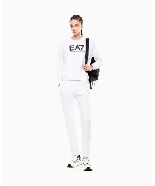 EMPORIO ARMANI EA7(エンポリオアルマーニイーエーセブン)の「【エンポリオ アルマーニ EA7】クルーネック スウェットシャツ コットン混紡(スウェット・レディース・ホワイト/ブラック・LARGE/MEDIUM/SMALL/X-SMALL)」の6枚目の写真
