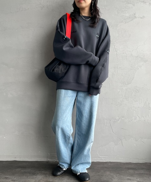 PENDLETON（ペンドルトン）の「[PENDLETON/ペンドルトン] 別注 ネイティブ柄 ダンボールニット クルーネックスウェット（スウェット・レディース・ブラック/グレイッシュベージュ/チャコール・S/M/L/XL）」の7枚目の写真