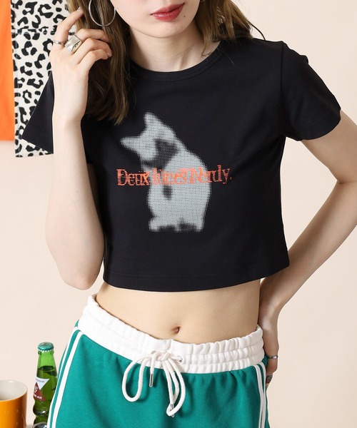 NERDY（ノルディ）の「クロップド Tシャツ（Tシャツ/カットソー・レディース・ホワイト/ブラック/ピンク・S/M/SS）」の6枚目の写真