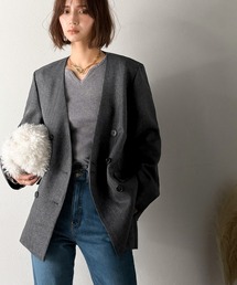 Classical Evon（クラシカルエヴォン）の「【Classical Evon】シンプルに纏う、大人のハイクラス感。3段ボタンノーカラージャケット（セットアップ可能）（ノーカラージャケット）」