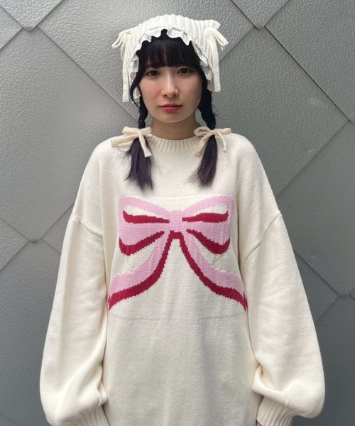 Candy Stripper（キャンディストリッパー）の「BIG RIBBON ニット（ニット/セーター・レディース・アイボリー/レッド・FREE）」の5枚目の写真