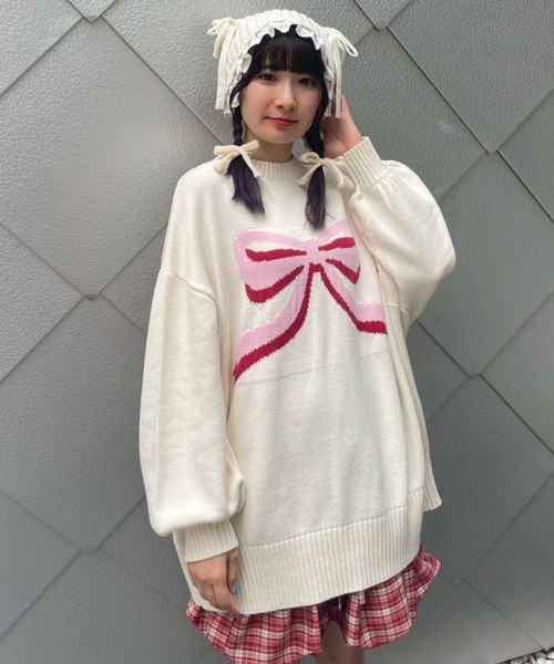 Candy Stripper（キャンディストリッパー）の「BIG RIBBON ニット（ニット/セーター・レディース・アイボリー/レッド・FREE）」の4枚目の写真