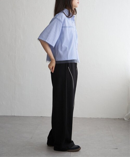 VENCEEXCHANGE（ヴァンスエクスチェンジ）の「ストライプチュールカブセSSシャツ（シャツ/ブラウス・レディース・オフホワイト/ブルー/ベージュ・FREE）」の8枚目の写真