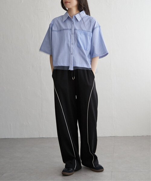 VENCEEXCHANGE（ヴァンスエクスチェンジ）の「ストライプチュールカブセSSシャツ（シャツ/ブラウス・レディース・オフホワイト/ブルー/ベージュ・FREE）」の9枚目の写真