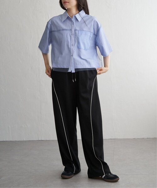 VENCEEXCHANGE（ヴァンスエクスチェンジ）の「ストライプチュールカブセSSシャツ（シャツ/ブラウス・レディース・オフホワイト/ブルー/ベージュ・FREE）」の10枚目の写真