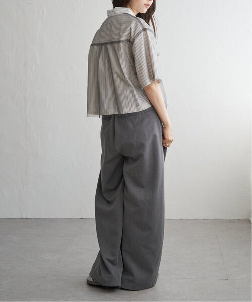 VENCEEXCHANGE（ヴァンスエクスチェンジ）の「ストライプチュールカブセSSシャツ（シャツ/ブラウス・レディース・オフホワイト/ブルー/ベージュ・FREE）」の12枚目の写真