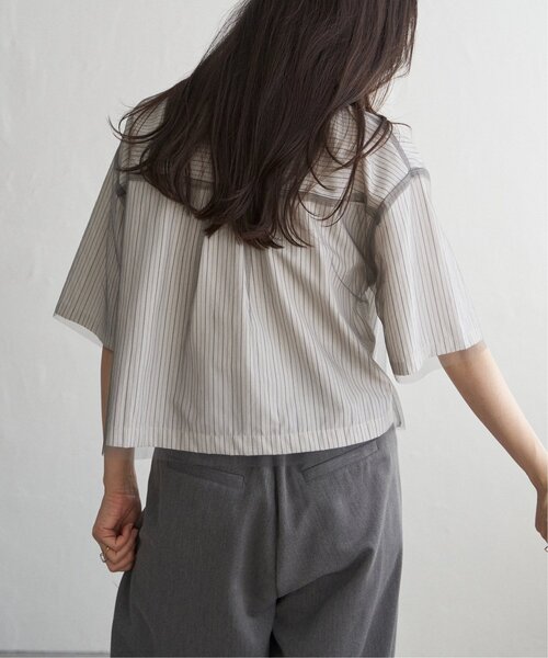 VENCEEXCHANGE（ヴァンスエクスチェンジ）の「ストライプチュールカブセSSシャツ（シャツ/ブラウス・レディース・オフホワイト/ブルー/ベージュ・FREE）」の13枚目の写真