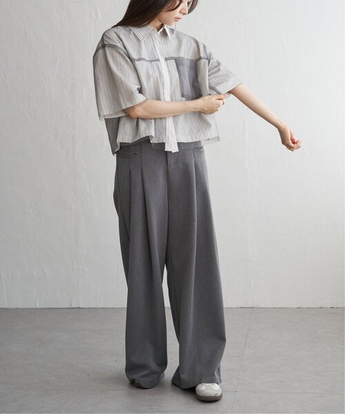 VENCEEXCHANGE（ヴァンスエクスチェンジ）の「ストライプチュールカブセSSシャツ（シャツ/ブラウス・レディース・オフホワイト/ブルー/ベージュ・FREE）」の14枚目の写真