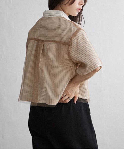 VENCEEXCHANGE（ヴァンスエクスチェンジ）の「ストライプチュールカブセSSシャツ（シャツ/ブラウス・レディース・オフホワイト/ブルー/ベージュ・FREE）」の19枚目の写真