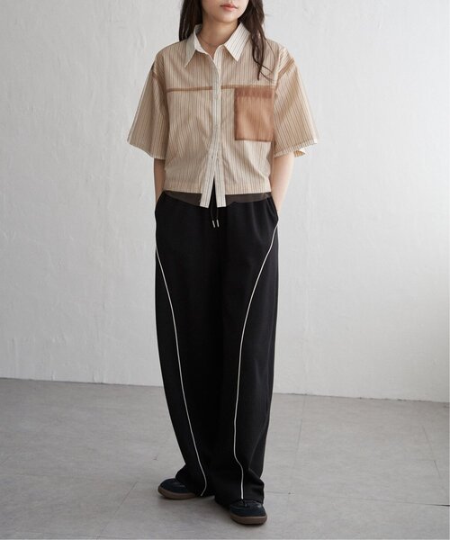 VENCEEXCHANGE（ヴァンスエクスチェンジ）の「ストライプチュールカブセSSシャツ（シャツ/ブラウス・レディース・オフホワイト/ブルー/ベージュ・FREE）」の21枚目の写真