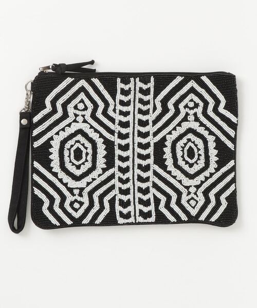 MAISON mou(メゾンムー)の「【Swaraj/スワラージ】ビーズクラッチ(手刺繍ビーズ)(クラッチバッグ・レディース・ブラック・FREE)」の1枚目の写真