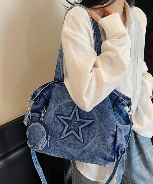 セール】星形ステッチ2WAYデニムバッグ（トートバッグ）｜ONEP STAR
