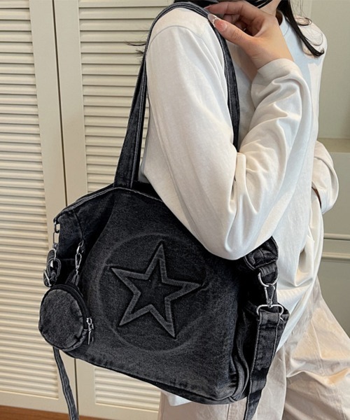 セール】星形ステッチ2WAYデニムバッグ（トートバッグ）｜ONEP STAR