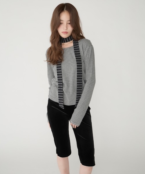 Unblend(アンブレンド)の「【Unblend】スリムマフラーセット ボーダー/ドット ロングスリーブTシャツ(Tシャツ/カットソー・レディース・チャコール/ブラック系/ブラック/グレー系/ライトブルー/ホワイト/グレー系2・FREE)」の6枚目の写真