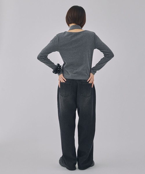 Unblend】スリムマフラーセット ボーダー/ドット ロングスリーブ