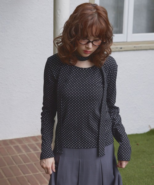 Unblend（アンブレンド）の「【Unblend】スリムマフラーセット ボーダー/ドット ロングスリーブTシャツ（Tシャツ/カットソー・レディース・チャコール/ブラック系/ブラック/グレー系/ライトブルー・FREE）」の18枚目の写真
