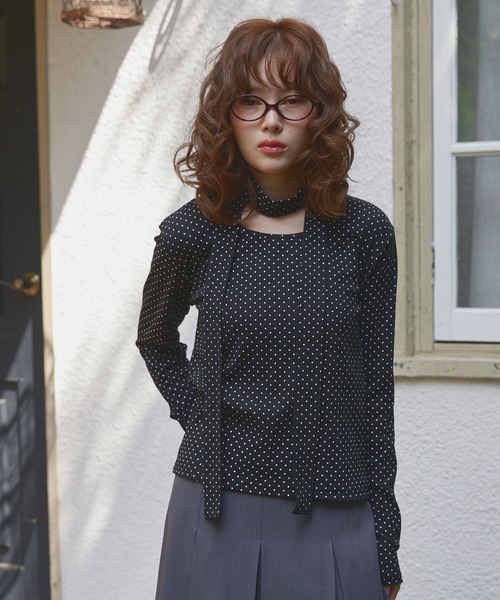 Unblend（アンブレンド）の「【Unblend】スリムマフラーセット ボーダー/ドット ロングスリーブTシャツ（Tシャツ/カットソー・レディース・チャコール/ブラック系/ブラック/グレー系/ライトブルー・FREE）」の16枚目の写真