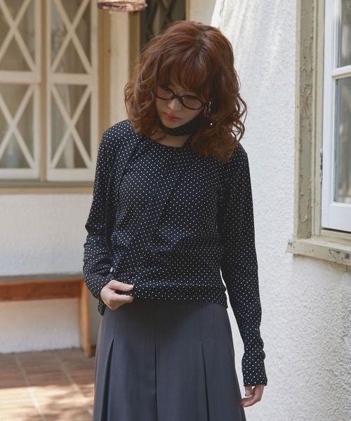 Unblend（アンブレンド）の「【Unblend】スリムマフラーセット ボーダー/ドット ロングスリーブTシャツ（Tシャツ/カットソー・レディース・チャコール/ブラック系/ブラック/グレー系・FREE）」の22枚目の写真