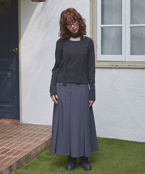 Unblend（アンブレンド）の「【Unblend】スリムマフラーセット ボーダー/ドット ロングスリーブTシャツ（Tシャツ/カットソー・レディース・チャコール/ブラック系/ブラック/グレー系・FREE）」の15枚目の写真