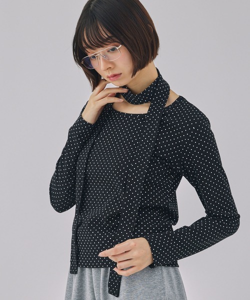 Unblend】スリムマフラーセット ボーダー/ドット ロングスリーブ