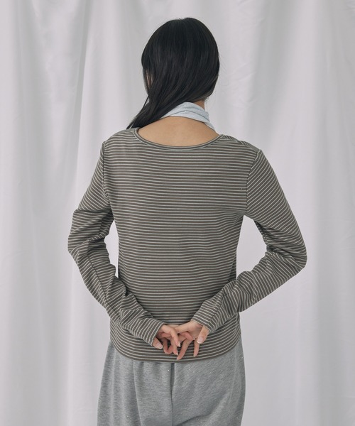 Unblend（アンブレンド）の「【Unblend】スリムマフラーセット ボーダー/ドット ロングスリーブTシャツ（Tシャツ/カットソー・レディース・チャコール/ブラック系/ブラック/グレー系/ライトブルー・FREE）」の19枚目の写真