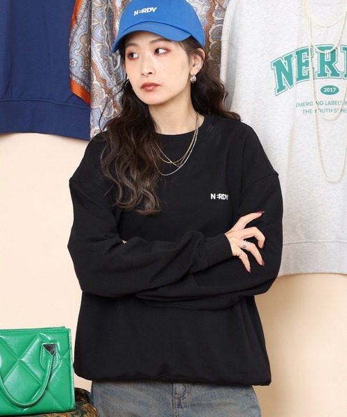 NERDY（ノルディ）の「ベレンクロゴスウェットシャツ（スウェット・メンズ・ホワイト/ブラック・SS/M/L/LL/S）」の2枚目の写真