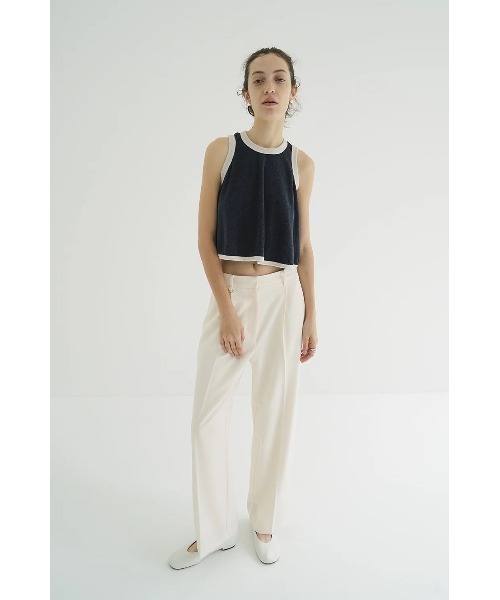 clane クラネ　PILE FLARE TANK TOPS ブラウン CLANE - パイル フレアショートトップス - PILE FLARE TANK TOPS