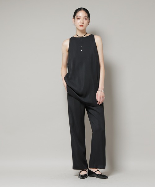 NANO universe（ナノユニバース）の「ダブルクロスノースリーブブラウス×パンツセットアップ（つなぎ/オールインワン・レディース・ブルー/ブラック・S/M）」の3枚目の写真