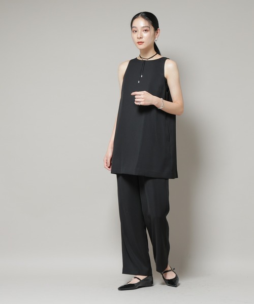 NANO universe（ナノユニバース）の「ダブルクロスノースリーブブラウス×パンツセットアップ（つなぎ/オールインワン・レディース・ブルー/ブラック・S/M）」の5枚目の写真