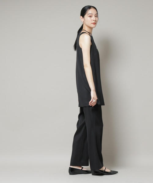 NANO universe（ナノユニバース）の「ダブルクロスノースリーブブラウス×パンツセットアップ（つなぎ/オールインワン・レディース・ブルー/ブラック・S/M）」の8枚目の写真