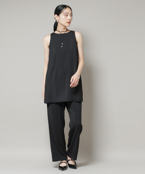 NANO universe（ナノユニバース）の「ダブルクロスノースリーブブラウス×パンツセットアップ（つなぎ/オールインワン・レディース・ブルー/ブラック・S/M）」の9枚目の写真