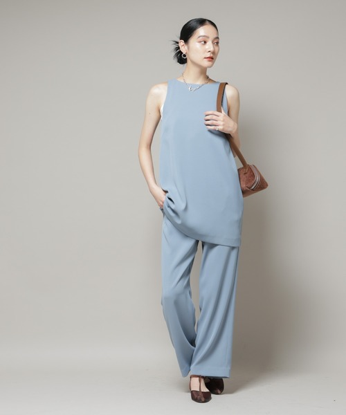 NANO universe（ナノユニバース）の「ダブルクロスノースリーブブラウス×パンツセットアップ（つなぎ/オールインワン・レディース・ブルー/ブラック・S/M）」の12枚目の写真