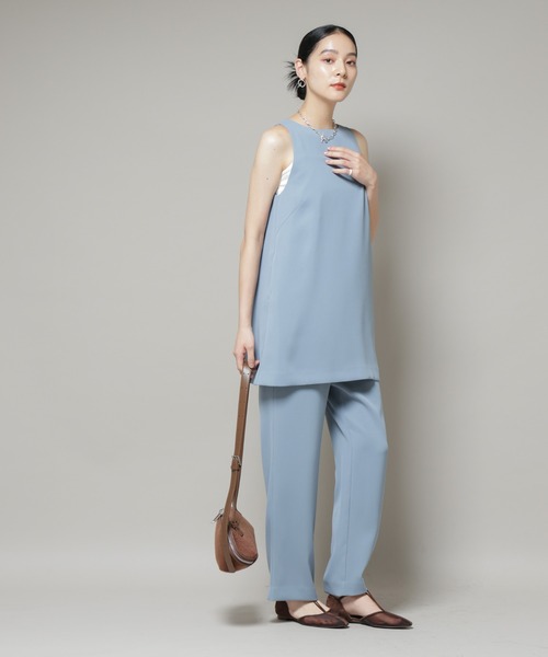 NANO universe（ナノユニバース）の「ダブルクロスノースリーブブラウス×パンツセットアップ（つなぎ/オールインワン・レディース・ブルー/ブラック・S/M）」の15枚目の写真